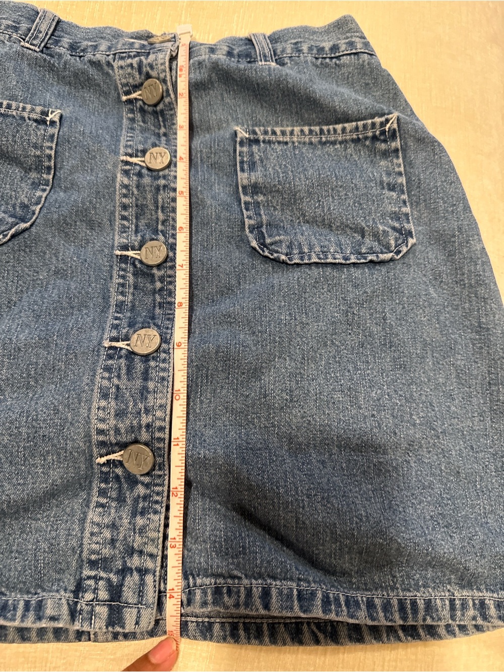 NY Jeans New York & Company Denim Button Front Mini Skirt Sz 4 Blue 100% Cotton - Picture 5 of 10